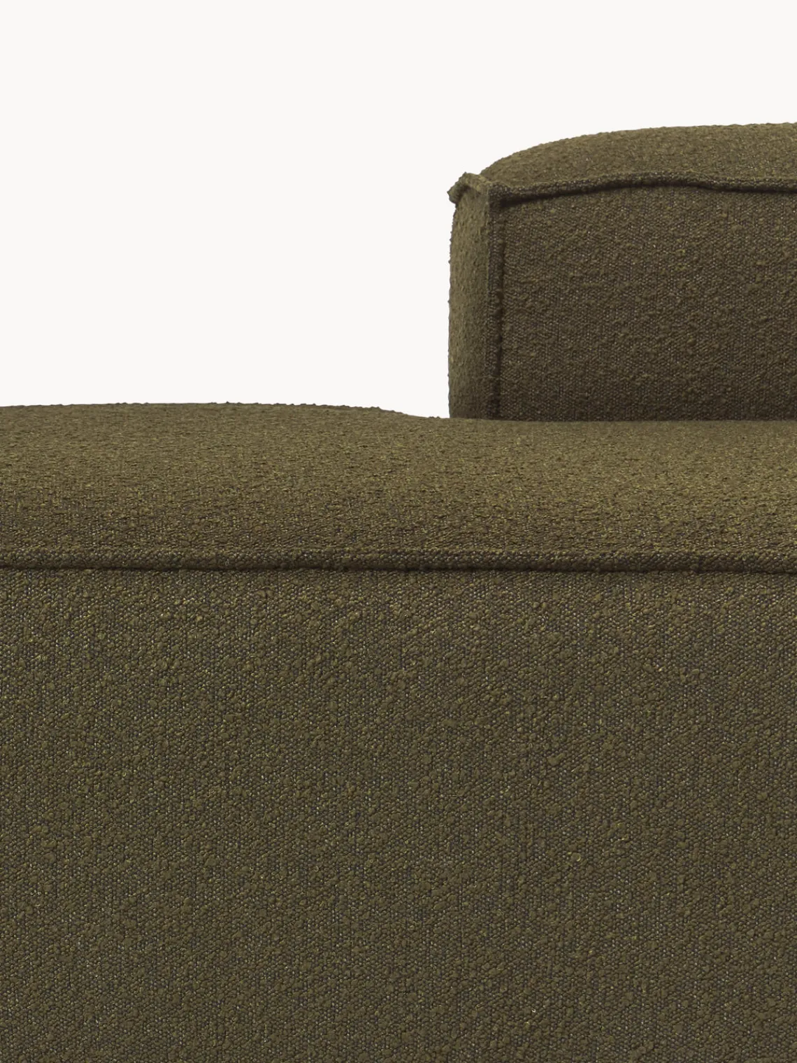 Sofás>Westwing Collection Diván modular grande en tejido bouclé Lennon Bouclé verde oliva