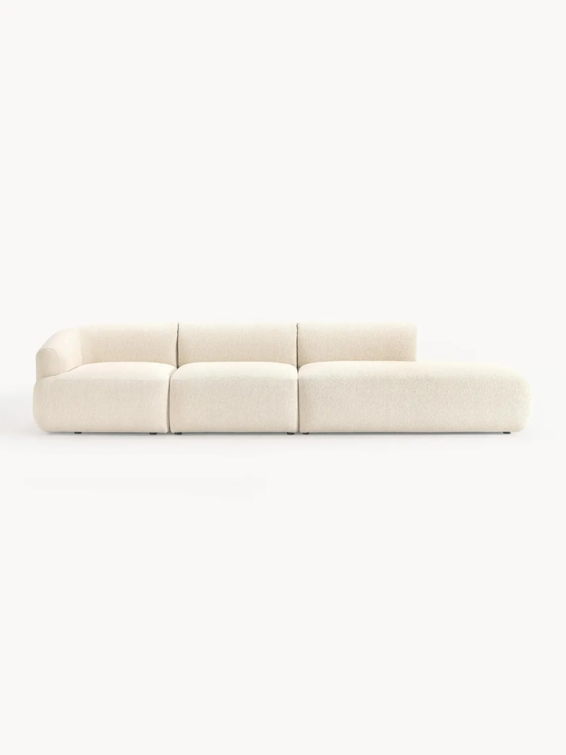 Sofás>Westwing Collection Diván modular grande en tejido bouclé Sofia Bouclé blanco Off White