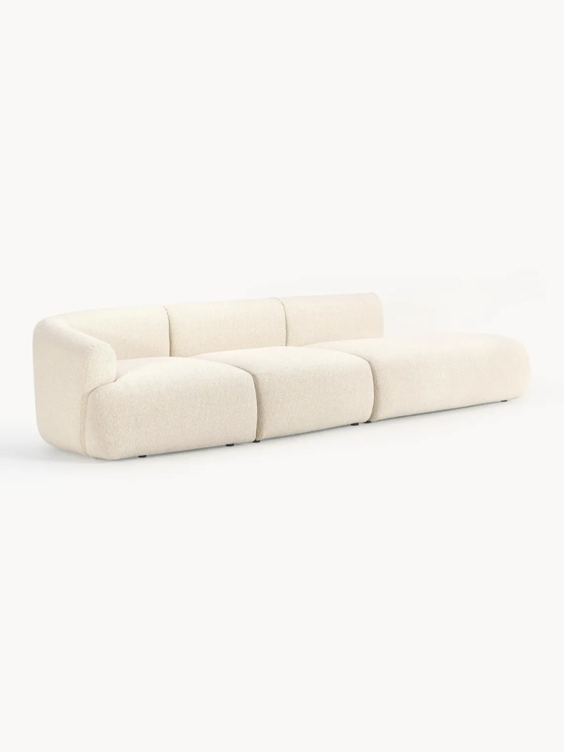 Sofás>Westwing Collection Diván modular grande en tejido bouclé Sofia Bouclé blanco Off White