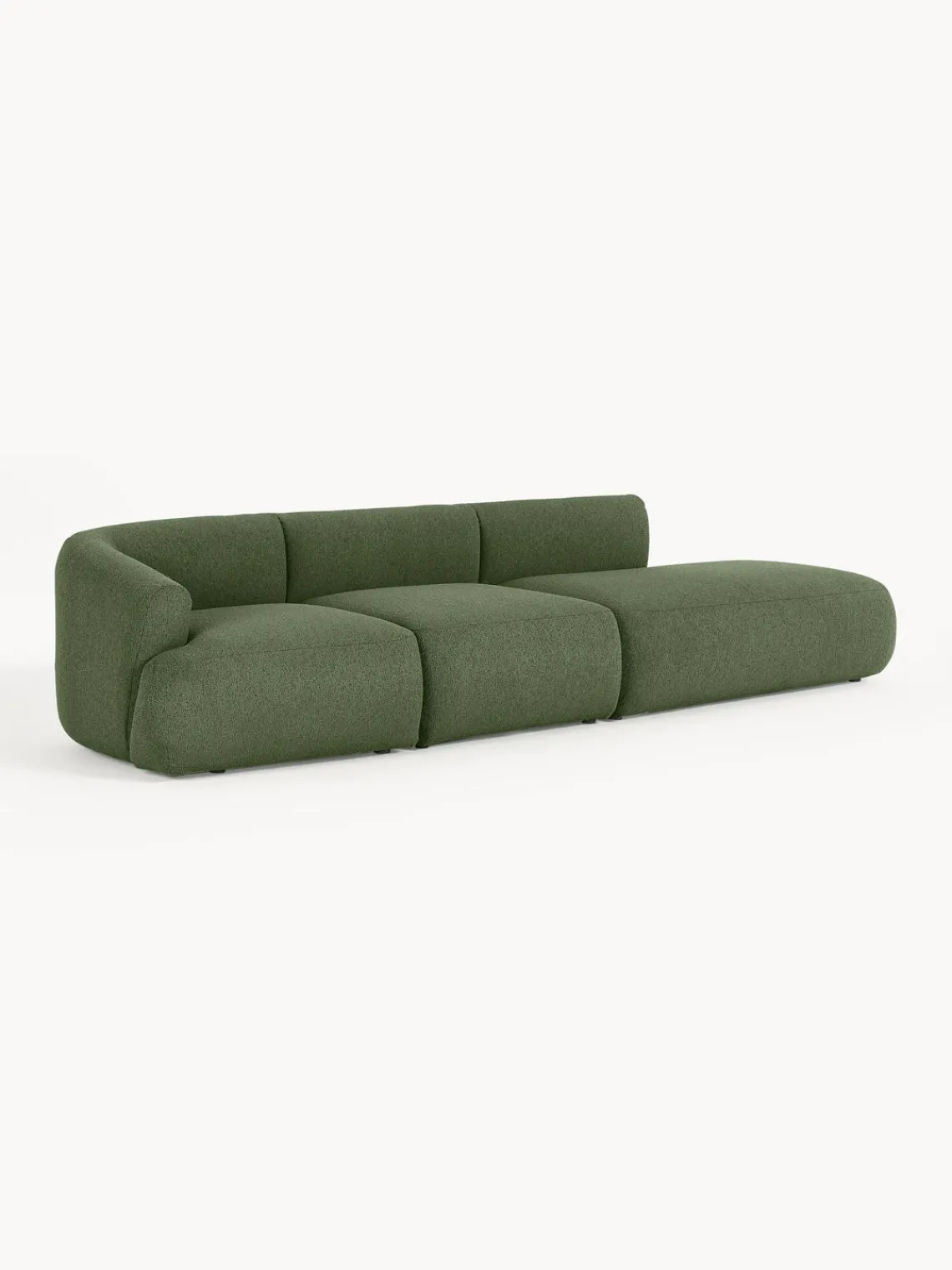 Sofás>Westwing Collection Diván modular grande en tejido bouclé Sofia Bouclé verde oscuro