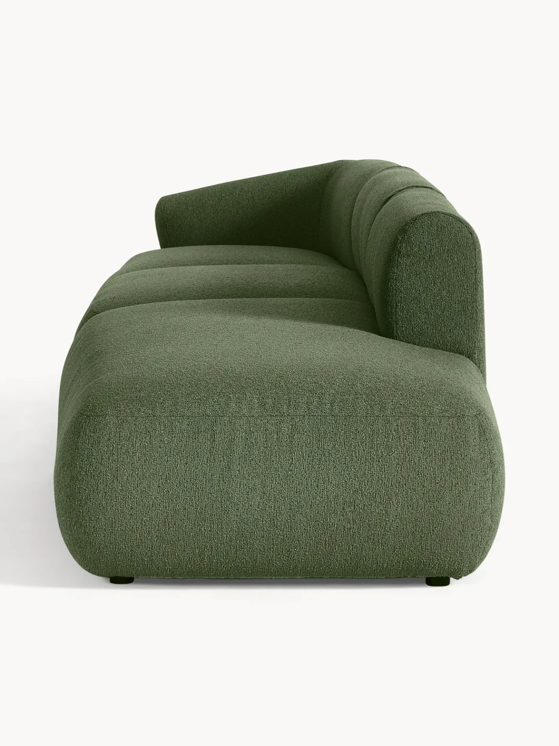 Sofás>Westwing Collection Diván modular grande en tejido bouclé Sofia Bouclé verde oscuro