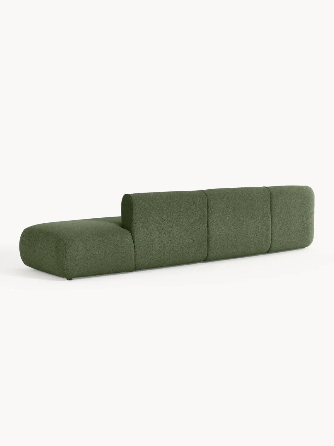 Sofás>Westwing Collection Diván modular grande en tejido bouclé Sofia Bouclé verde oscuro