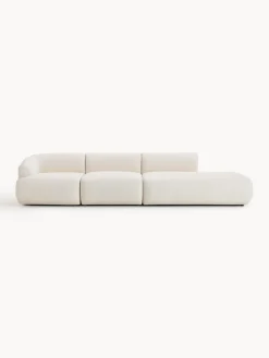 Sofás>Westwing Collection Diván modular grande en tejido bouclé Sofia Bouclé jaspeado, blanco crema