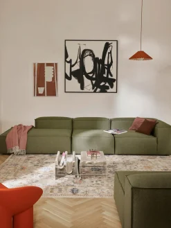 Sofás>Westwing Collection Diván modular grande Lennon Tejido verde oliva