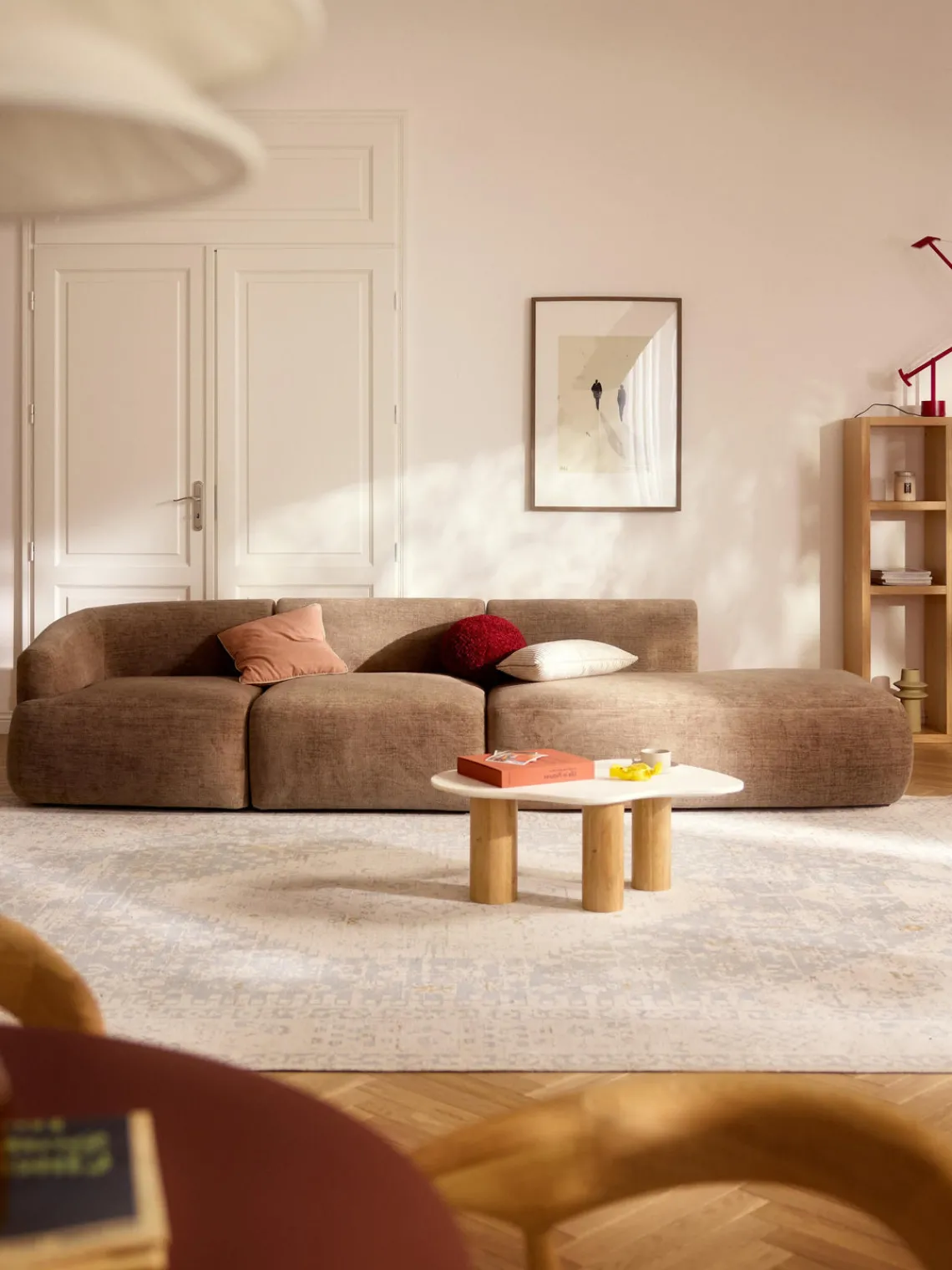 Sofás>Westwing Collection Diván modular grande Sofia Terciopelo marrón