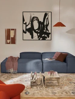 Sofás>Westwing Collection Diván modular Lennon Tejido azul oscuro