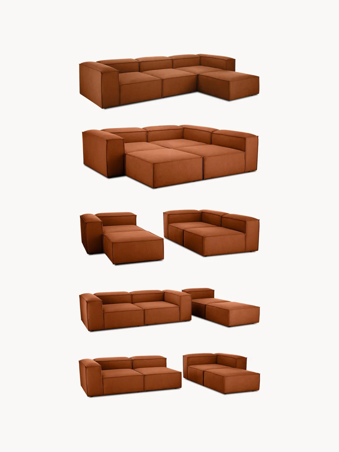 Sofás>Westwing Collection Diván modular Lennon Tejido terracota