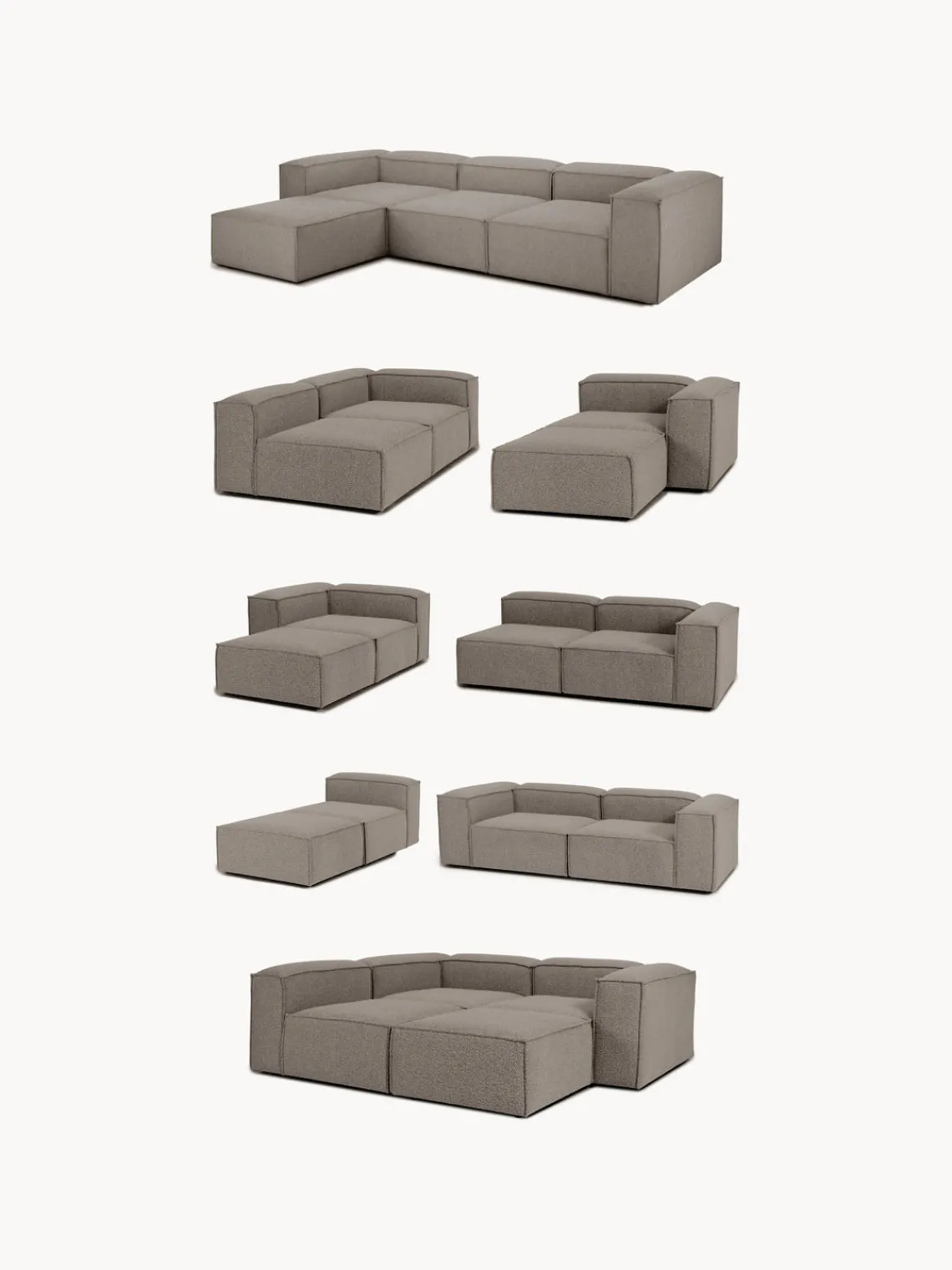 Sofás>Westwing Collection Diván modular Lennon Tejido taupe