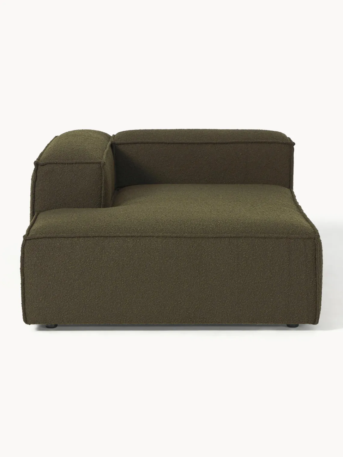 Sofás>Westwing Collection Diván rinconero modular en tejido bouclé Lennon Bouclé verde oliva