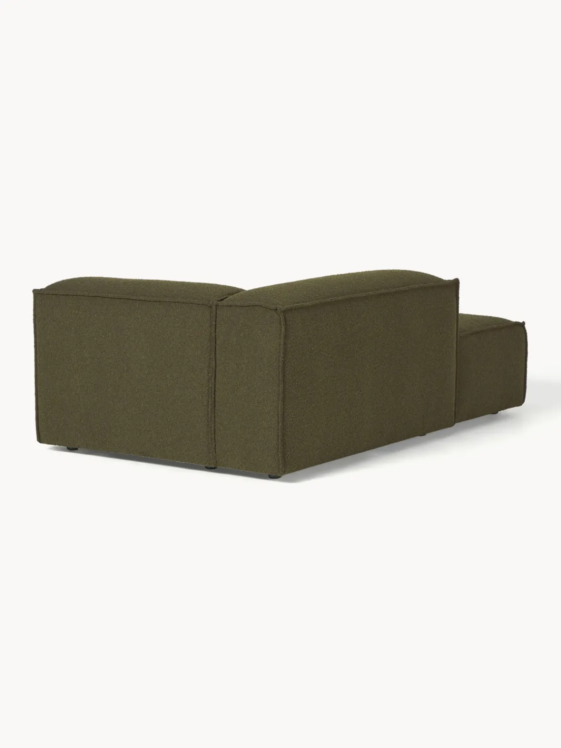 Sofás>Westwing Collection Diván rinconero modular en tejido bouclé Lennon Bouclé verde oliva