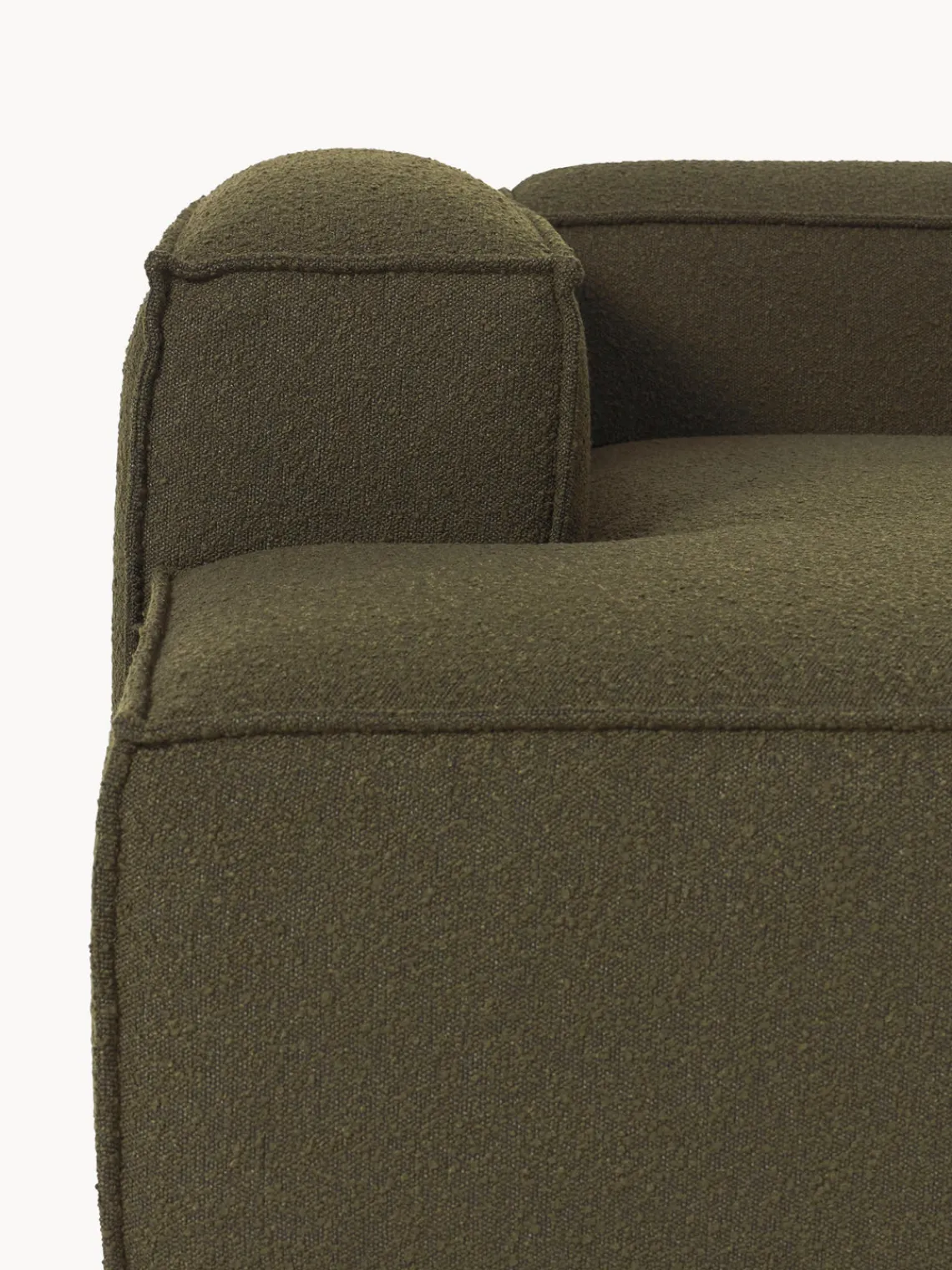 Sofás>Westwing Collection Diván rinconero modular en tejido bouclé Lennon Bouclé verde oliva