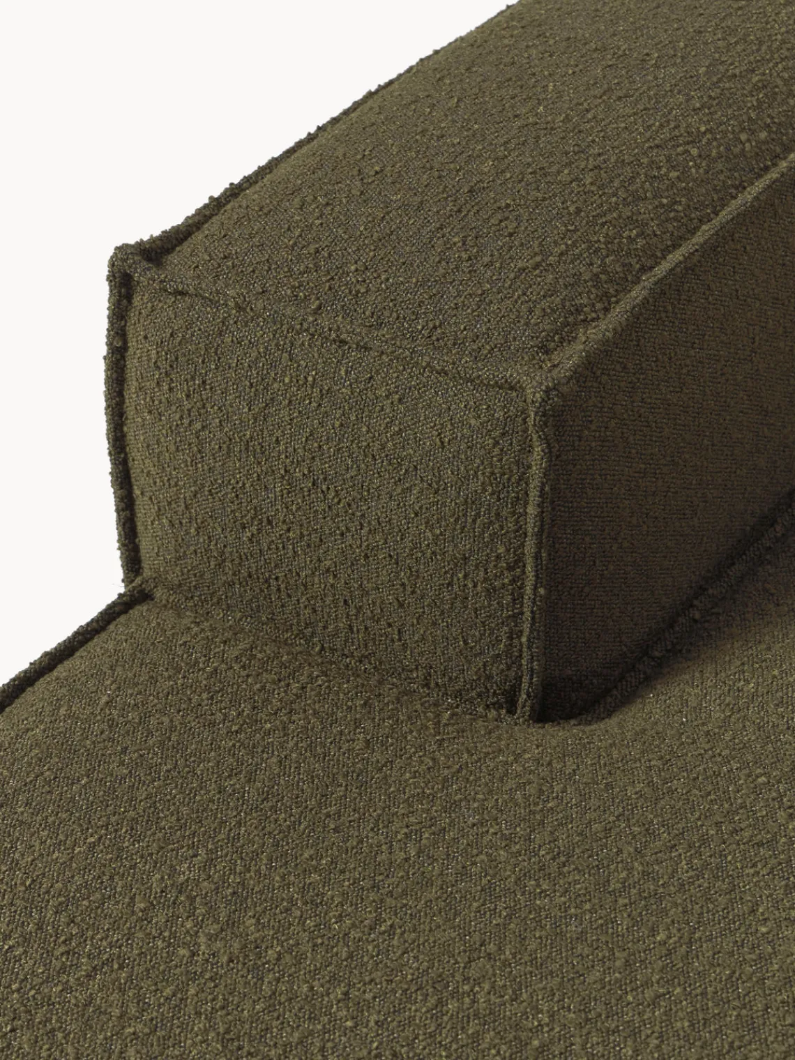 Sofás>Westwing Collection Diván rinconero modular en tejido bouclé Lennon Bouclé verde oliva