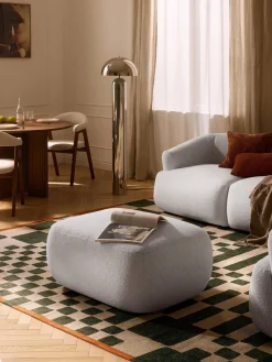 Reposapiés|Sofás>Westwing Collection Diván sofá en tejido bouclé Sofia Bouclé gris claro