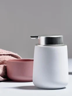 Dispensador De Jabón Y Jaboneras|Jarrones>Zone Denmark Dosificador de jabón de porcelana Nova One Blanco, plateado