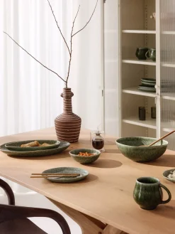 Cuencos Y Platos De Servir|Vajillas Completas>Westwing Collection Ensaladera artesanal con forma orgánica Macey Tonos verdes brillante