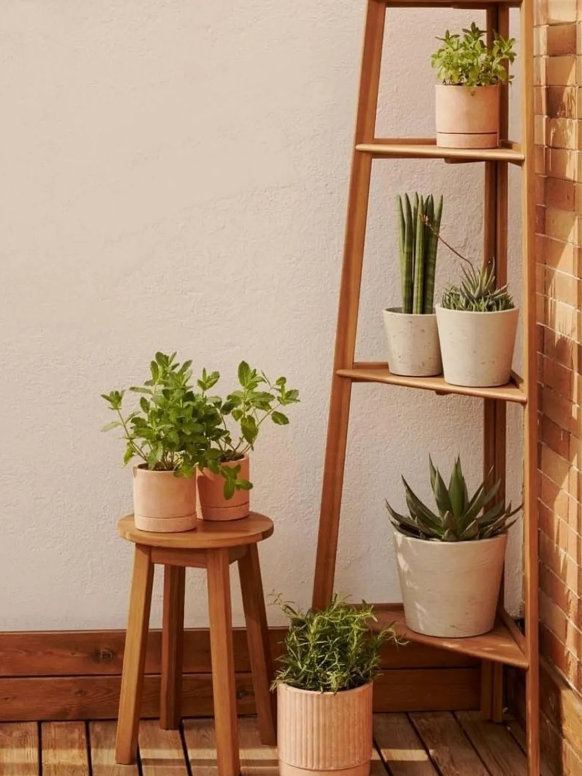 Maceteros|Maceteros De Exterior> Escalera para macetas de madera Victora