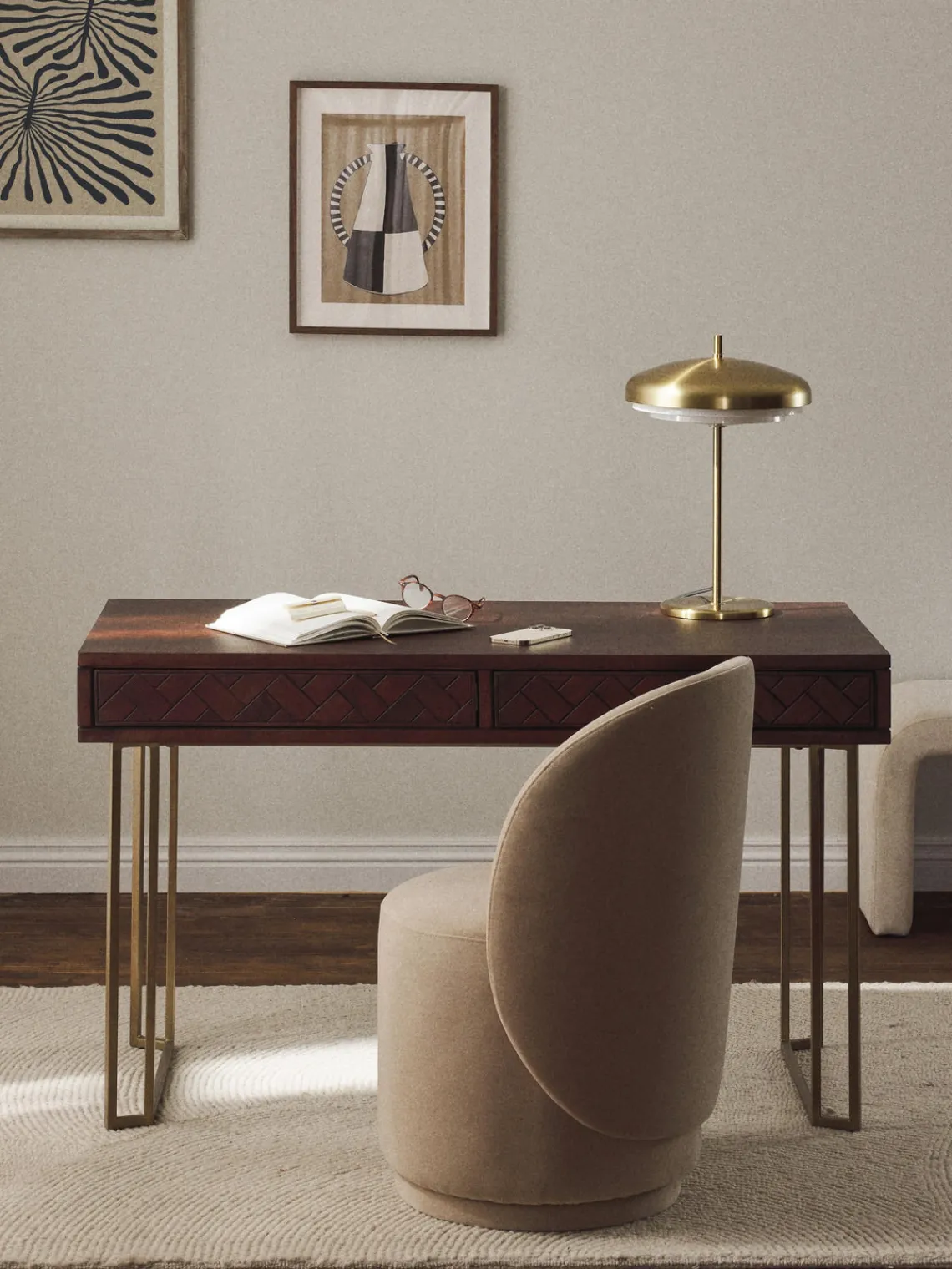 New Escritorio de madera de mango con diseño de espiga Luca Escritorios|Escritorios