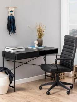 Escritorios|Escritorios> Escritorio estrecho de madera Angus Madera pintada en negro