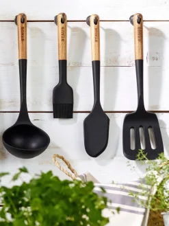 Artículos De Cocina|Utensilios De Cocina>Staub Espatula con madera de acacia Cook Negro, madera clara