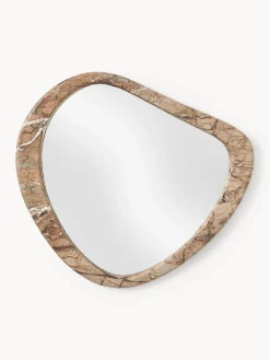 Jarrones|Decoración>Westwing Collection Espejo de pared con marco de mármol Meringue Mármol en tonos marrones