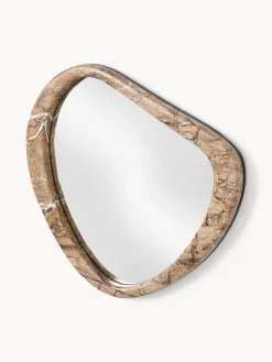 Jarrones|Decoración>Westwing Collection Espejo de pared con marco de mármol Meringue Mármol en tonos marrones