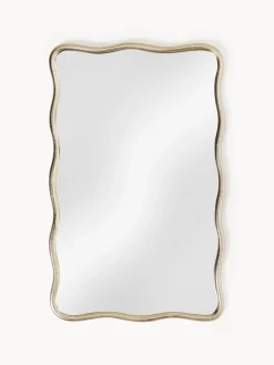Jarrones|Espejos De Pared>Westwing Collection Espejo de pared con marco de metal ondulado Reggie Dorado