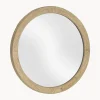 New Espejo de pared redondo con marco de madera de mindi Alum Espejos De Pared|Espejos De Pared