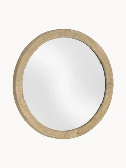 New Espejo de pared redondo con marco de madera de mindi Alum Espejos De Pared|Espejos De Pared