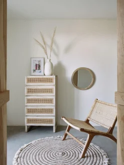 New Espejo de pared redondo con marco de madera de mindi Alum Espejos De Pared|Espejos De Pared