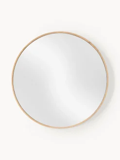 New Espejo de pared redondo con marco de madera de roble Avery Jarrones|Espejos De Pared