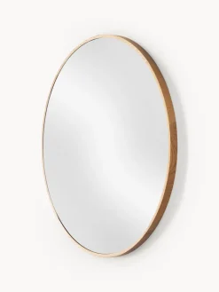 New Espejo de pared redondo con marco de madera de roble Avery Jarrones|Espejos De Pared