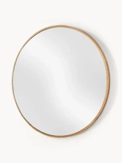 New Espejo de pared redondo con marco de madera de roble Avery Jarrones|Espejos De Pared