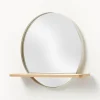 Jarrones|Espejos De Pared>Westwing Collection Espejo de pared redondo con estante de madera Kenny
