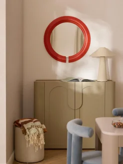 Jarrones|Espejos De Pared>Westwing Collection Espejo de pared redondo Mael Rojo coral