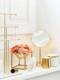 Clearance Espejo tocador redondo de metal Classic, con aumento Jarrones|Espejos De Maquillaje