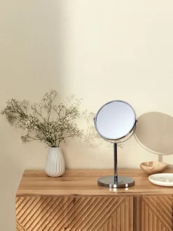 Espejos De Maquillaje|Jarrones> Espejo tocador redondo de metal Flip, con aumento
