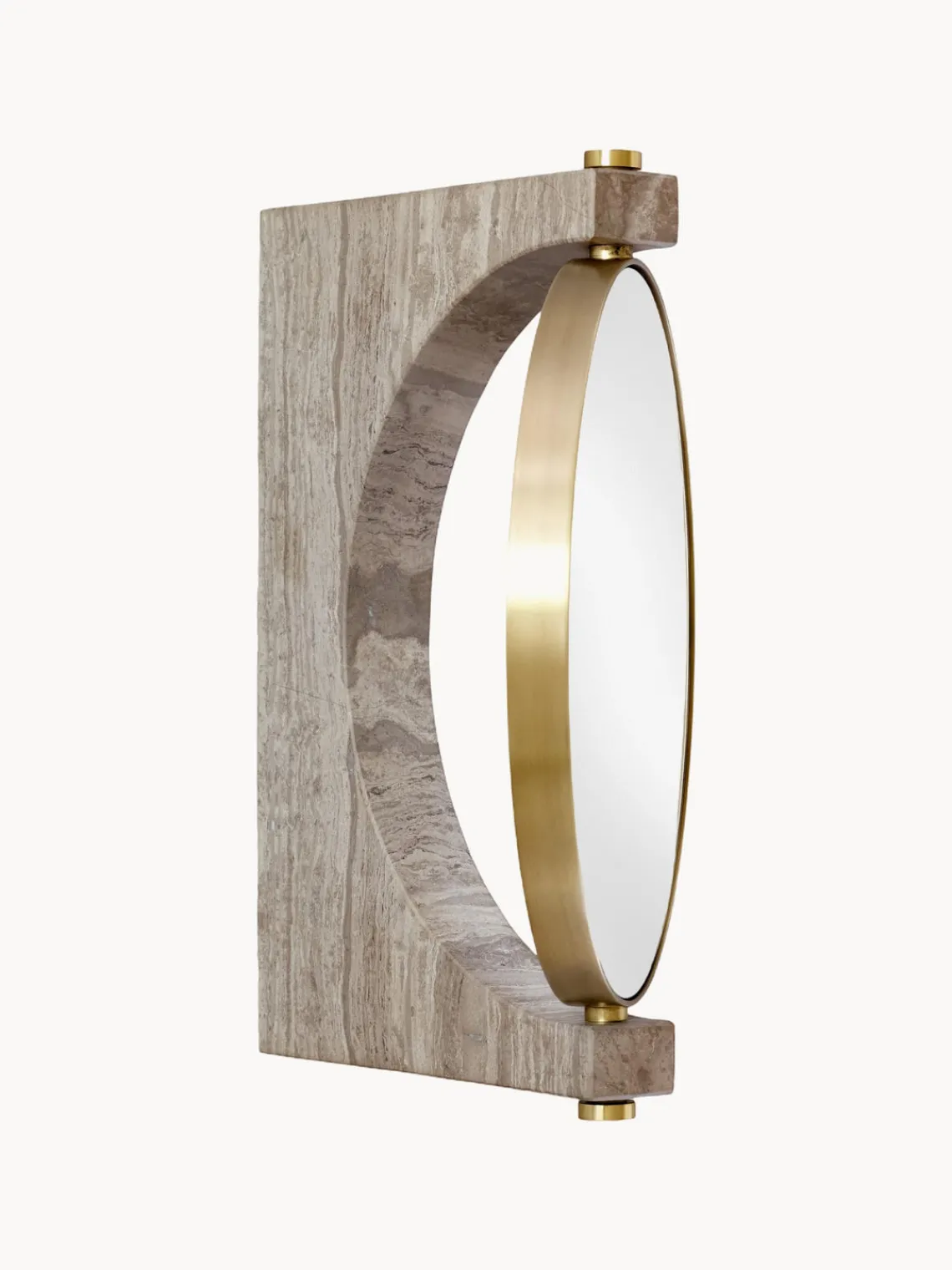 Espejos De Maquillaje|Jarrones>Audo Copenhagen Espejo tocador redondo de mármol de pared Pepe Mármol greige, latón