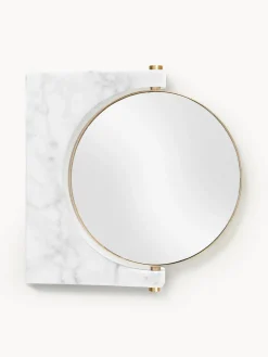 Espejos De Maquillaje|Jarrones>Audo Copenhagen Espejo tocador redondo de mármol de pared Pepe Mármol gris claro, latón