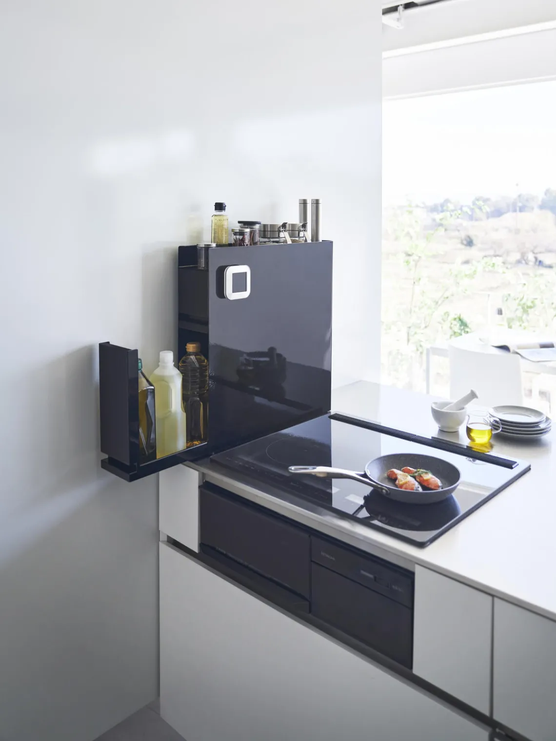 Almacenaje De Cocina>Yamazaki Estante de cocina extraíble de metal Tower Negro brillante