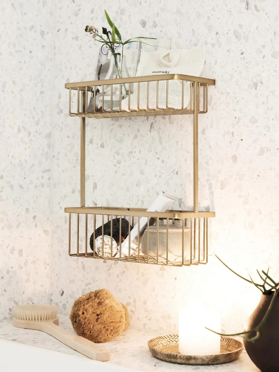 Accesorios De Baño|Estanterías De Baño>House Doctor Estante de pared de baño de acero inoxidable Bath Dorado