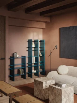 Librerías|Estanterías De Oficina>Westwing Collection Estantería alta con elementos de metal Rami Azul, azul petróleo