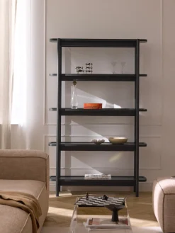 Librerías|Estanterías De Oficina>Westwing Collection Estantería alta de madera Libby Negro