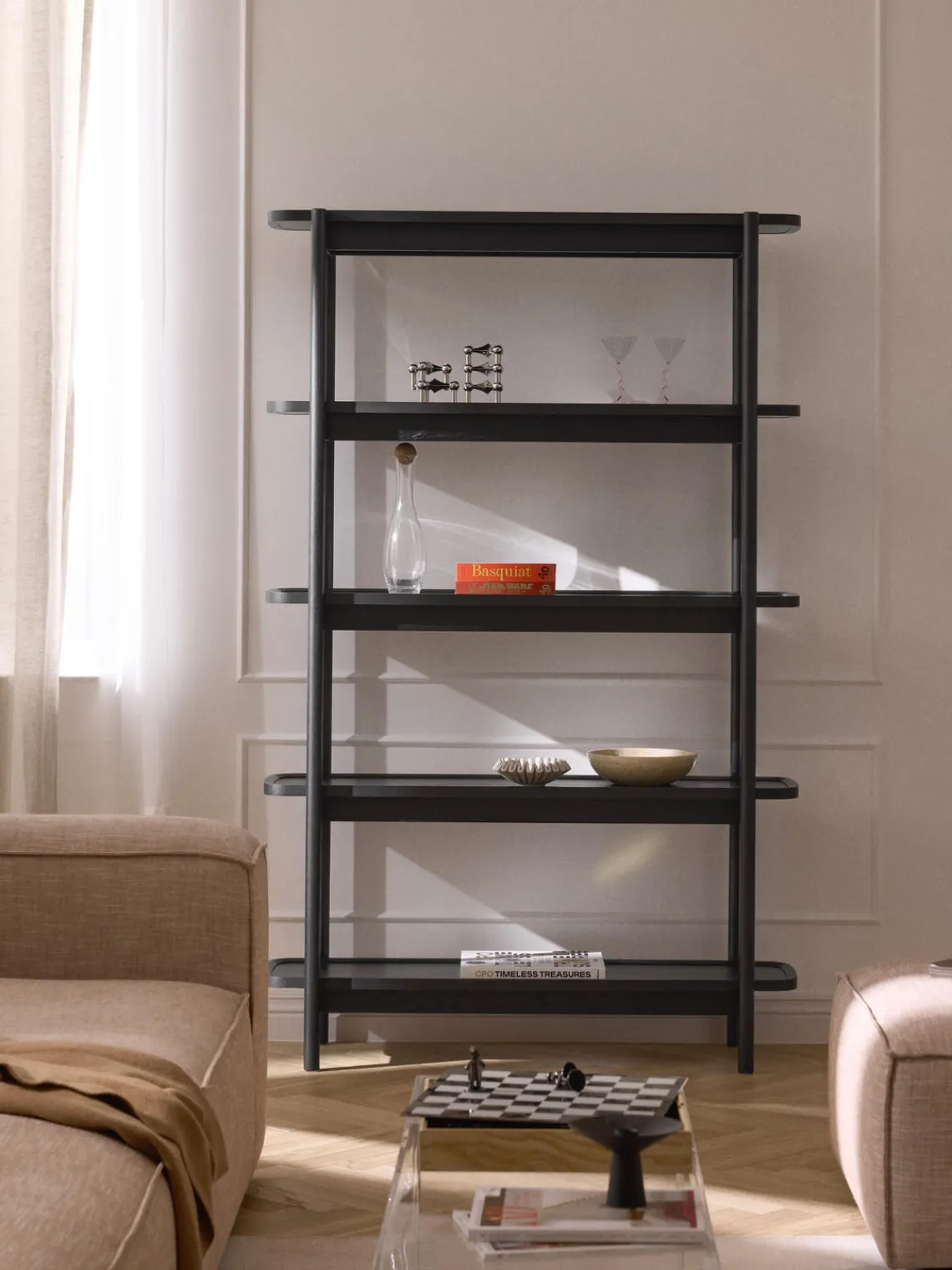 Librerías|Estanterías De Oficina>Westwing Collection Estantería alta de madera Libby Negro