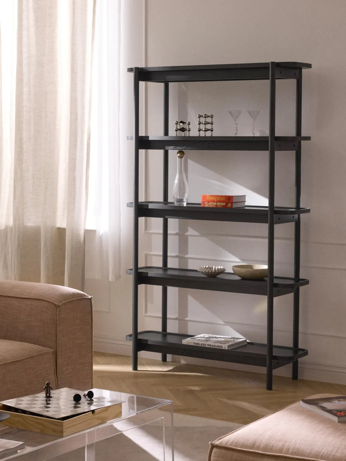 Librerías|Estanterías De Oficina>Westwing Collection Estantería alta de madera Libby Negro