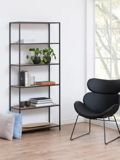 Librerías|Estanterías De Oficina> Estantería alta Seaford Beige en aspecto madera, negro