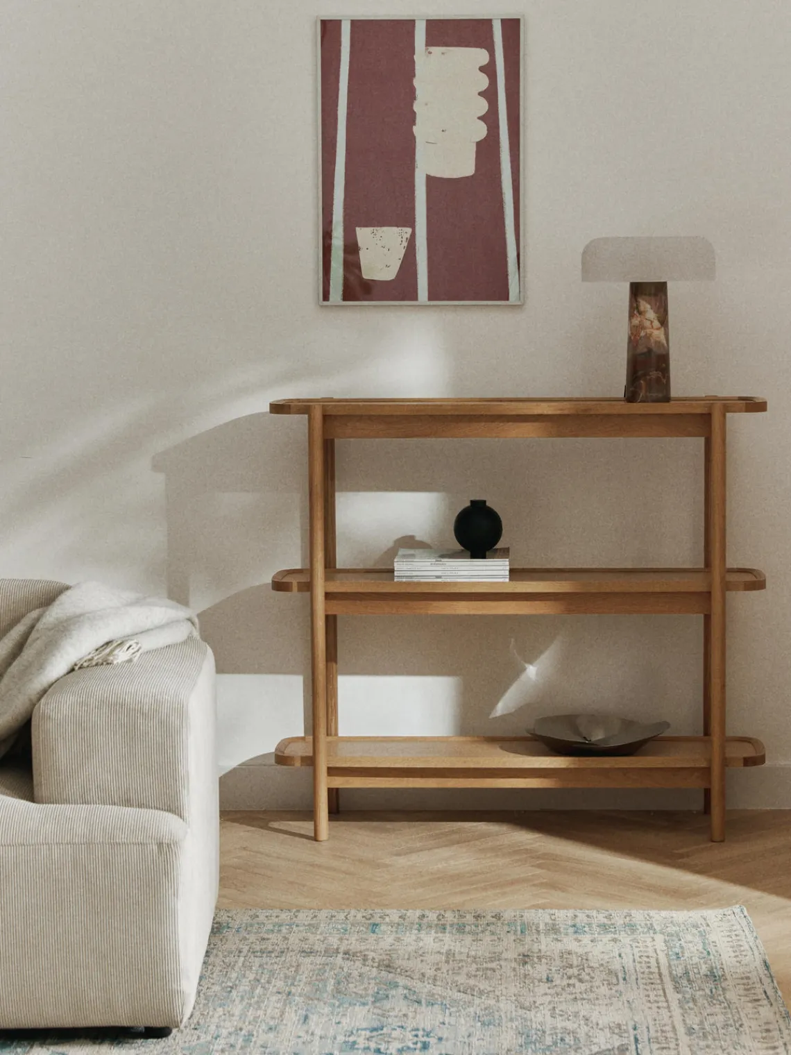 Librerías|Estanterías>Westwing Collection Estantería baja de madera Libby Madera de roble