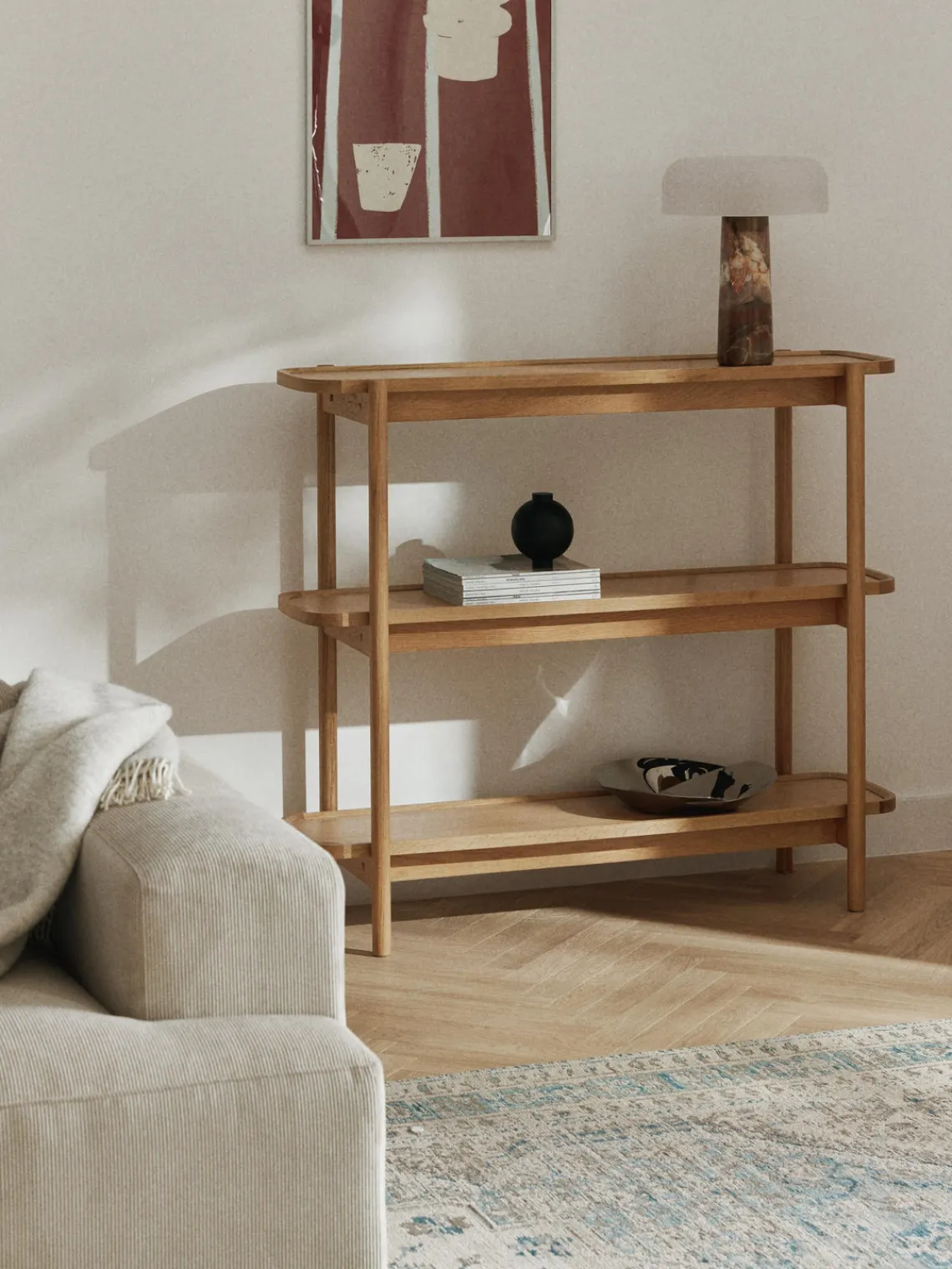 Librerías|Estanterías>Westwing Collection Estantería baja de madera Libby Madera de roble