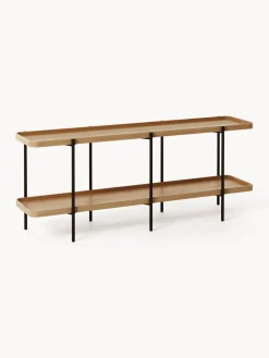 Librerías|Estanterías>Westwing Collection Estantería baja de madera Renee Madera de fresno, negro