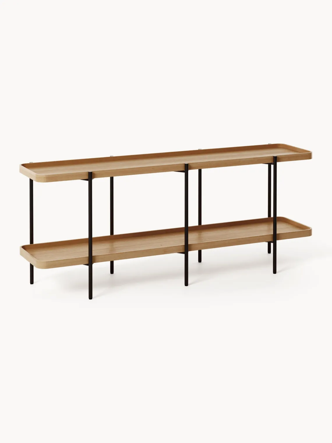 Librerías|Estanterías>Westwing Collection Estantería baja de madera Renee Madera de fresno, negro