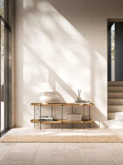 Librerías|Estanterías>Westwing Collection Estantería baja de madera Renee Madera de fresno, negro